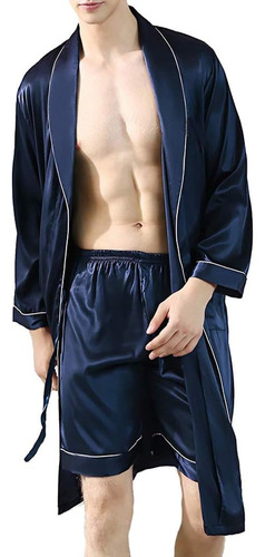 Lavnis Albornoz De Satén Para Hombre Camisón Kimono Informal