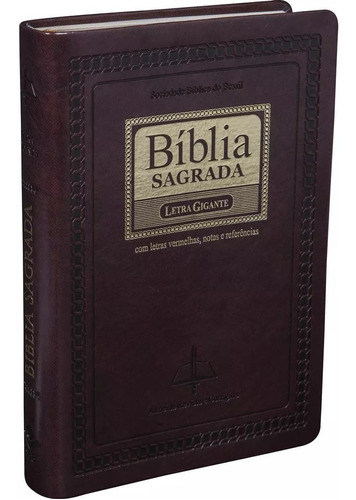 Bíblia Sagrada Letra Gigante Com Índice Digital - Couro Sintético Marrom Nobre: Almeida Revista E Corrigida (arc) Com Letras Vermelhas, De Sociedade Bíblica Do Brasil. Editorial Sociedade Bíblica Do B