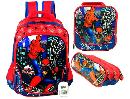 Mochila Escolar Infantil Meninos Web Man Até 3 Anos Kit