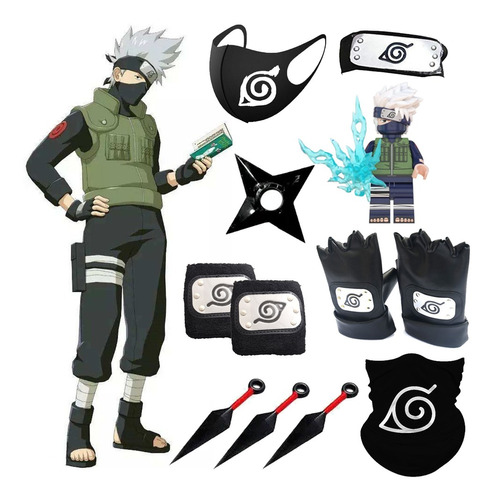 Kakashi Diadema Máscara Guantes Paquete De 12 Accesorios Par