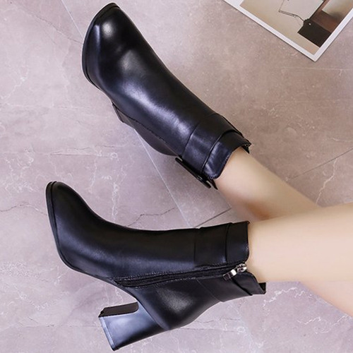 Botas Con Fondo Grueso En Forma De T, Botas Finas Con Punta