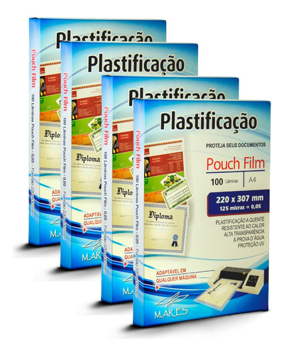 Plástico Para Plastificação Mares A4 220x307 0,05mm 400un