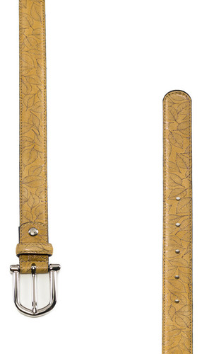 Cinturón Mujer Piel Ante Estampado Hojas Prada Mx 20207 Color Dorado Diseño De La Tela Liso Talla 100