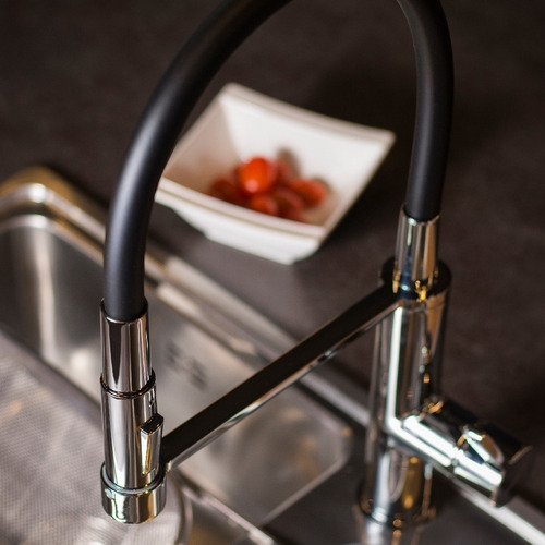 Canilla Cocina Piazza Monocomando Kitchen Mixer Cromo Negro