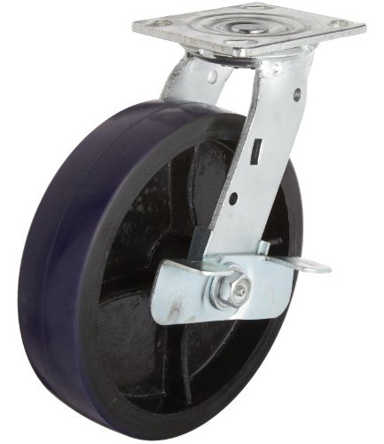 46 Series Plate Caster Swivel With Brake Urethane On Ir...