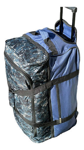 Bolso De Viaje Con Ruedas Y Manija Tipo Carro Camuflado 65cm