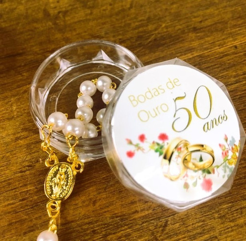 Kit 6 Dezenas Com Caixa Acrílica Bodas De Ouro 50 Anos