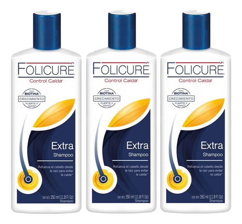 3 Shampoo Control Caída Folicuré Extra 350ml