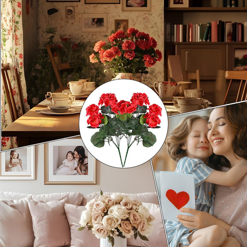 Geranios Artificiales Juego De 2 Flores Falsas Para Decoraci