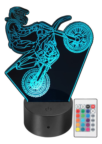 Lámpara Led Decorativa Motocross Rgb Personalizada