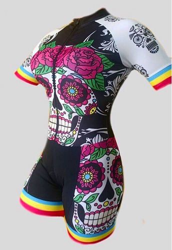 Roupa De Ciclismo Macaquinho Feminino  Caveira Mexicana