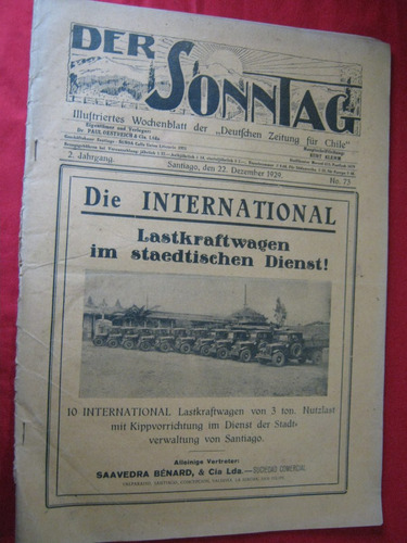 Revista Der Sontag 22 De Diciembre 1929 Nuñoa- Santiago