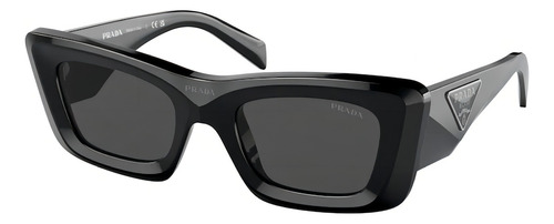 Gafas de sol Prada Symbole SPR13z 1ab-5s0/50, color de montura: negro, color de varilla, negro, color de lente: gris oscuro, diseño rectangular