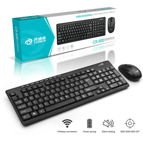 Teclado + Mouse Inalambrico Cr-500 Pc Laptop Usb Wireless