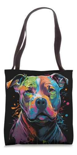 Colorido Pitbull Face Bully Funny Dog Art Painting Bolsa De 