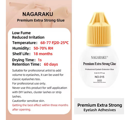 Pegamento Premiun Nagaraku 5ml Extensión Pestañas Amarillo