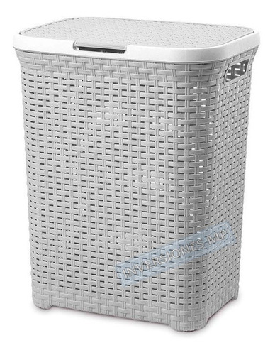 Imagen 1 de 8 de Cesto Canasto Para Ropa Rattan 60 Litros Con Tapa