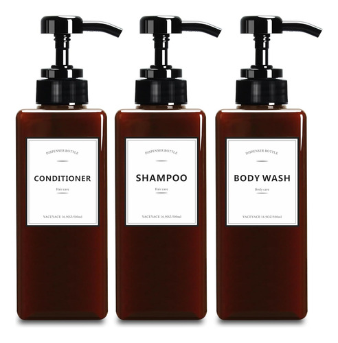Botellas Para La Ducha Con Bomba, Yaceyace Juego De 3 Botell