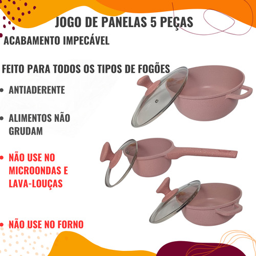 Conjunto De Panelas Antiaderente 10 Peças Teflon Grandes Kit