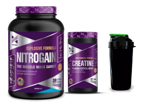 Combo Xtrenght Volumen - Nitrogain Creatina Proteina Shaker