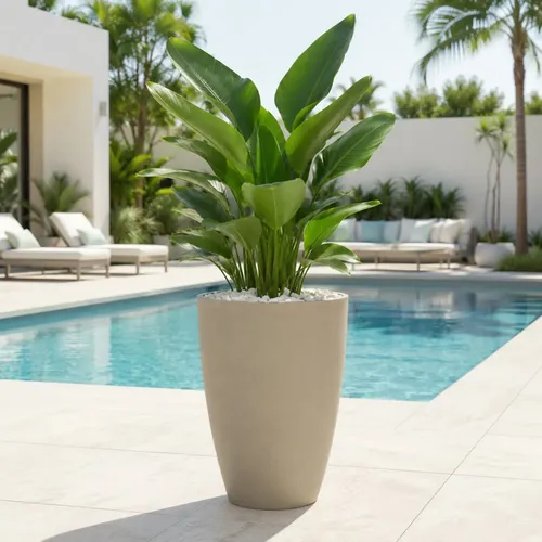 Vaso De Plantas E Flores Grande Coluna Redonda Escovada Gg