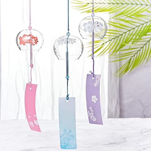 3 Campanas Viento Cristal Japonesas Para Regalo Cumpleaños