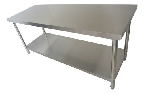 Bancada Mesa Total Inox 190x70cm Industrial Com Prateleira