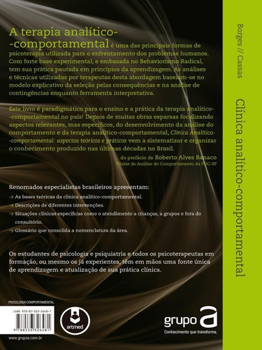 Clínica Analítico-comportamental: Aspectos Teóricos E Práticos, De Borges, Nicodemos B.. Editora Artmed Editora, Capa Mole, Edição 1ª Edição - 2011 Em Português