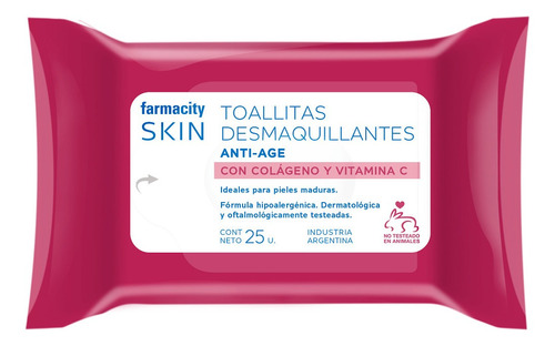 Toallitas Desmaquillantes Farmacity Skin Anti-age X 25 Un