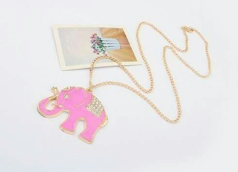 Dije Grande Con Cadena Elefante Con Strass Fantasia