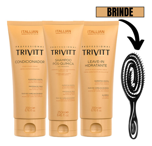 Kit Manutenção Itallian Color Trivitt Shampoo Condic Leavein