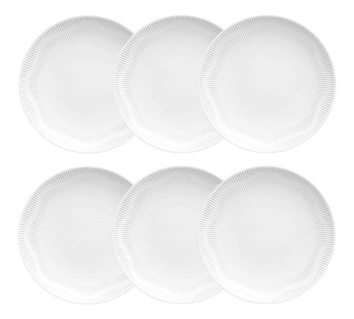 Prato Raso Shell Branco Porcelana 6pcs - Germer Porcelanas