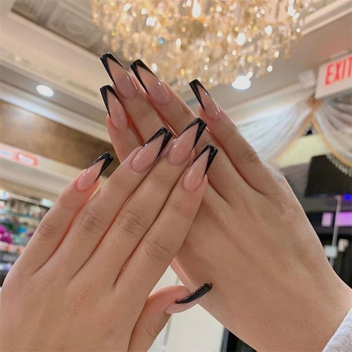 Unhas Postiças Bailarina Longa Decorada Pintada Autocolantes