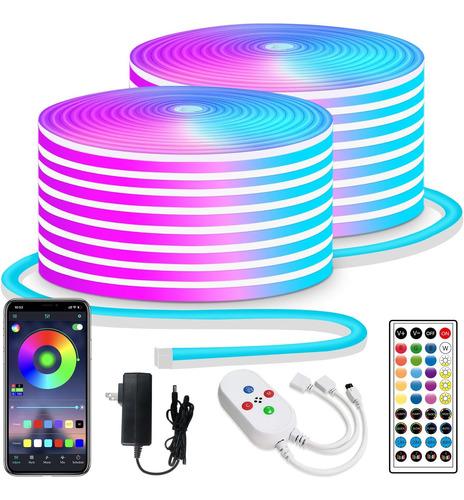 Luces De Neón Led De 100ft Control Remoto App Ip65 Imp...