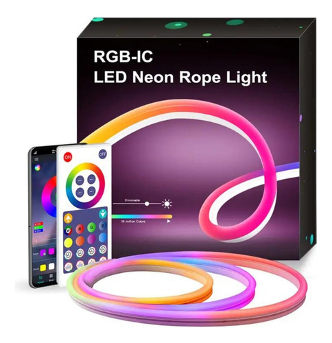 Tira Led Neon Flexible Rgb 5050 5metros Ip67 App Tuya