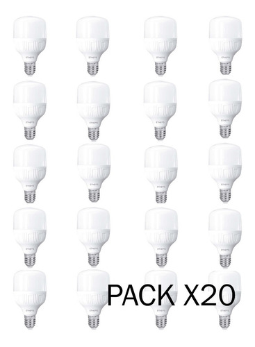 Imagen 2 de 10 de Combo X20 Lampara Led E27 20w Foco Alta Potencia Galponera