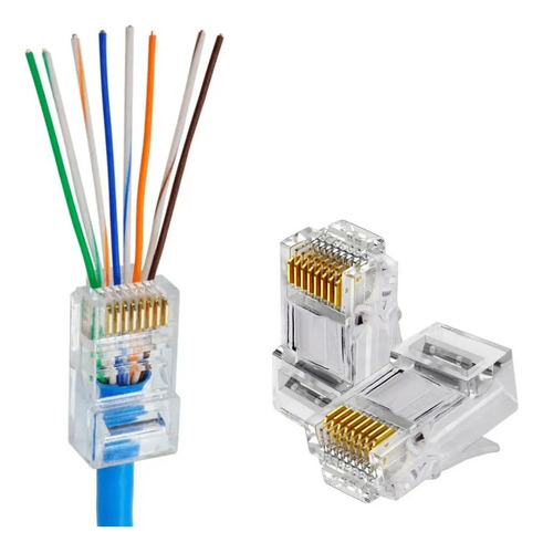 Conector Rede Ez-rj45 Vazado Exbom 100 Unidades Nf