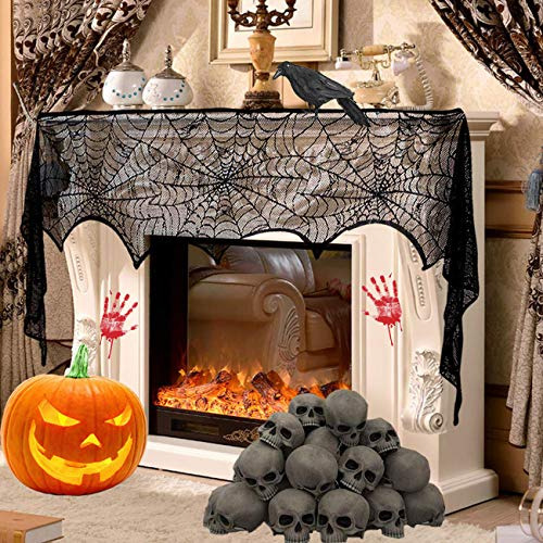 Mantel Rectangular De Encaje Telaraña Para Halloween 46 X 24