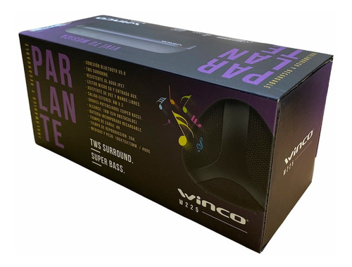 Imagen 2 de 4 de Parlante Inalambrico Portatil Bluetooth 25h Agua Winco W225