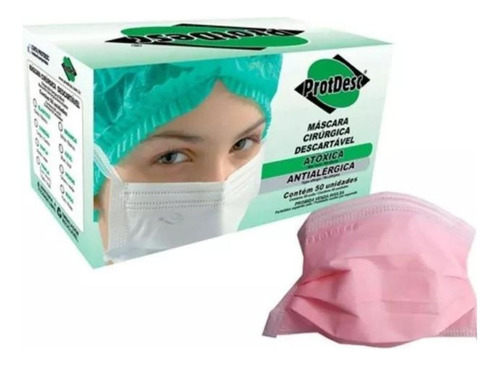 Kit Com Touca, Luva E Máscara Descartável Rosa