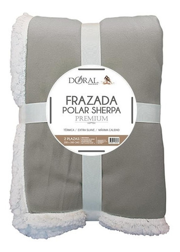 Frazada Polar Sherpa Premium 1,5 Plazas Doral Color Gris