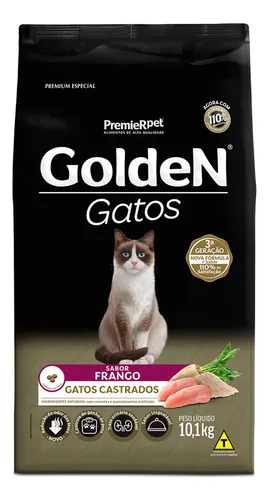 Ração Golden Gatos Adultos Castrados Sabor Frango 10kg