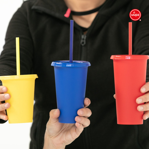 10 Vasos Reusables Tipo Star 20 Oz Con Tapa Plana Color Morado Pastel