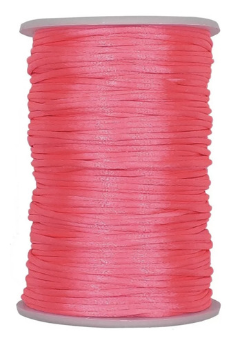 Hilo Cordón Cola De Ratón Rayon C- Rosado Fluor 1mm 80 Mtrs