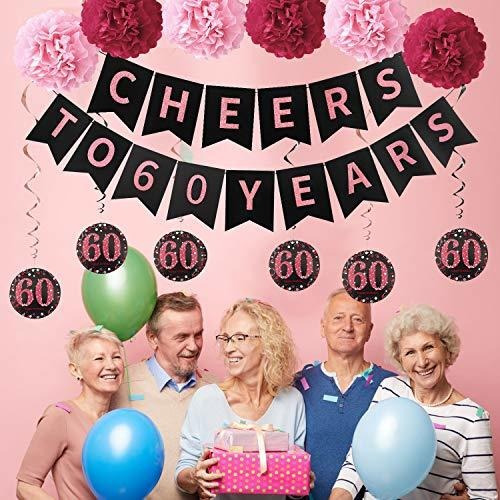 Imagen 7 de 7 de Kit De Decoraciones De La Fiesta Del 60 Cumpleaños Para Muj