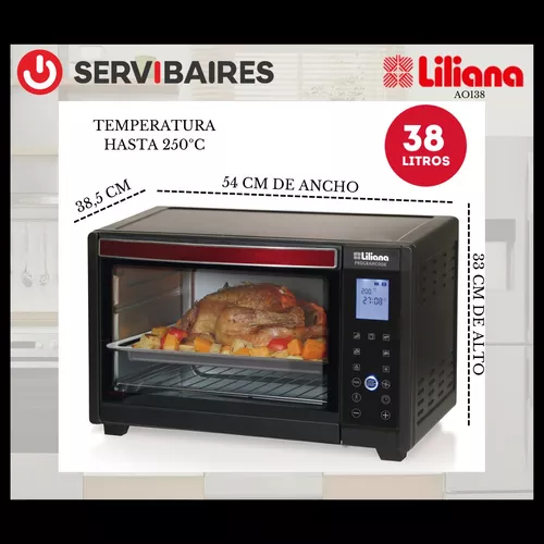 Horno de mesa eléctrico Liliana Programcook AO938 38L negro 220V