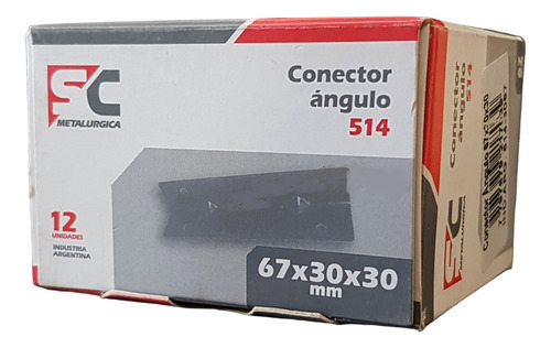Caja X 12 Conectores Angulo Negro 67 X 30 X 30mm Modelo 514