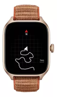 Smartwatch Amazfit GTS 4 1.75" caja black, malla autumn brown de nailon