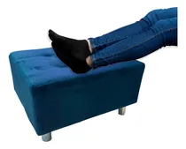 Comprar Puff Cuadrado Patas De Metal Tapizado Tela Colores Color Azul