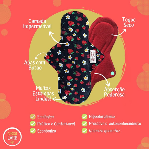 Absorvente Ecologico Kit 5 Un Em 3 Tamanhos + Necessaire